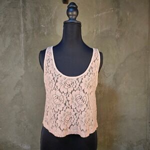 Vintage Love Squared Pink Lace Top S Y2K Coquette Balletcore Fairy Button Back